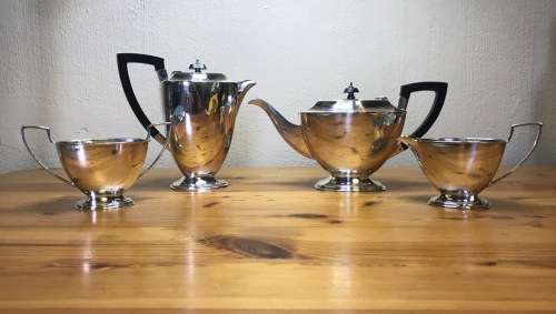 MAGNIFICENT SHEFFIELD Silver Plated EPNS Tea Set=Tea Pot=Hot Water Pot=Creamer=Sugar=LEWIS ROSE & Co