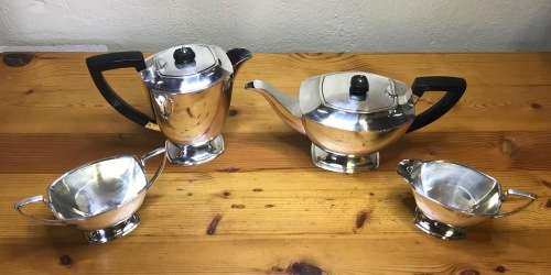 MAGNIFICENT SHEFFIELD Silver Plated EPNS Tea Set=Tea Pot=Hot Water Pot=Creamer=Sugar=LEWIS ROSE & Co