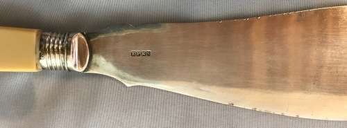 FISH SERVERS SET Sterling Silver Collars EPNS PLASTIC/BONE HANDLES 1895/6 SHEFFIELD ENGLAND BEATSON.