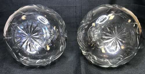 CRYSTAL DECANTERS x 2  PAIR  IDENTICAL with STOPPERS WHISKY BRANDY PORT LIQUEUER