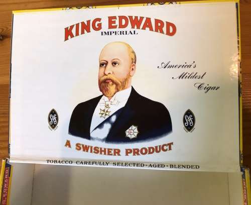 KING EDWARD CIGAR BOX=WOODEN=KE THE SEVENTH=7th=MILD TOBACCOS=EMPTY!!J.H. SWISHER & SON.