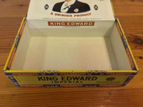 KING EDWARD CIGAR BOX=WOODEN=KE THE SEVENTH=7th=MILD TOBACCOS=EMPTY!!J.H. SWISHER & SON.