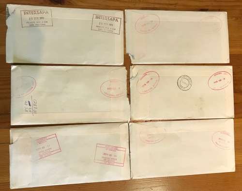 INTERSAPA SELECTION of 6 COVERS / ENVELOPES with various CACHETS 1978-1979 USED.