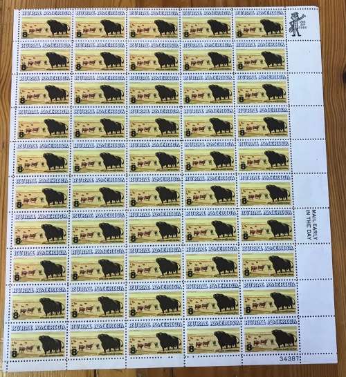 USA UNITED STATES of AMERICA SHEET RURAL AMERICA 1873-1973 ANGUS CATTLE UMM 1973