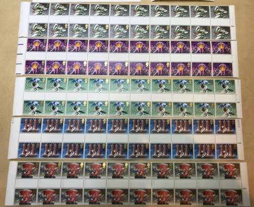 GREAT BRITAIN UK CHRISTMAS 1983 SG1231-35 STRIP SET 10 GUTTER PAIRS SET CONTROL BLOCKS FDC