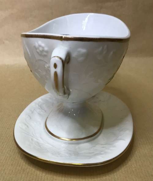 GRAVY BOATS x 2 attached SAUCERS NO NAME FARMHOUSE and FARMER with DOG HERDBOY CATTLE COWS DAIRY.