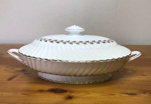 MINTON TUREEN and LID GOLD CHEVIOT PATTERN RARE MAGNIFICENT PERFECT CONDITION.