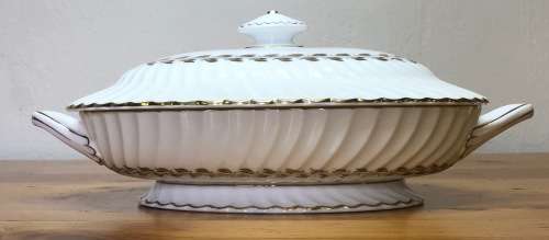 MINTON TUREEN and LID GOLD CHEVIOT PATTERN RARE Few tiny hairlines cracks on top of the lid as shown