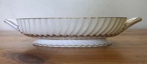 MINTON TUREEN (NO LID) GOLD CHEVIOT PATTERN RARE Very good condition. Use as STUNNING Salad Bowl!!