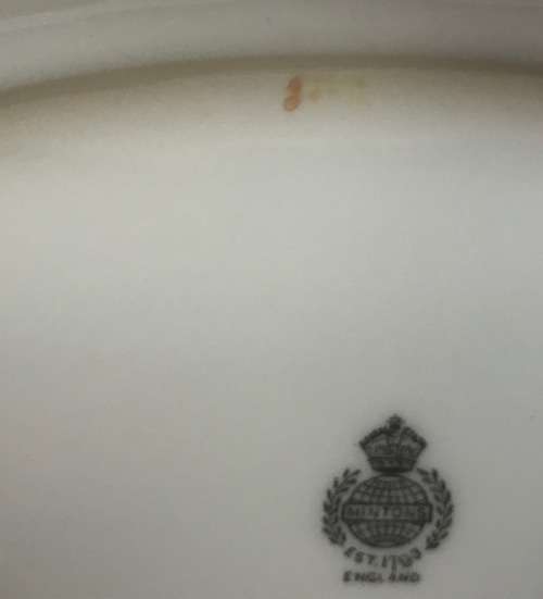 MINTON TUREEN (NO LID) GOLD CHEVIOT PATTERN RARE Very good condition. Use as STUNNING Salad Bowl!!