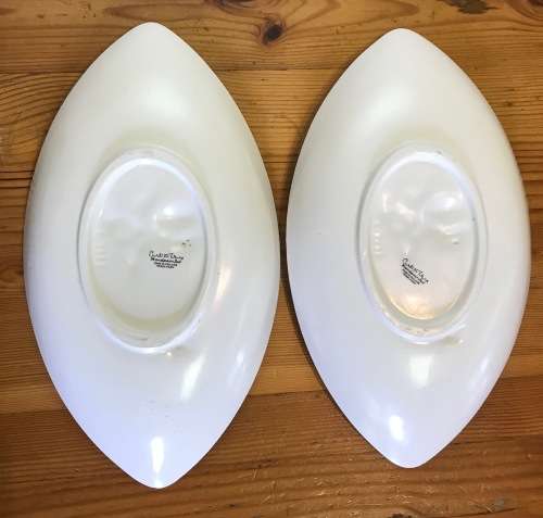 CARLTON WARE BOAT-SHAPED BOWLS PAIR (2) CARLTONWARE DISH RAISED MAGNOLIA FLOWERS STUNNING!!!!!!