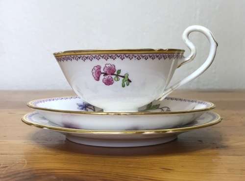 ROYAL WORCESTER=DATES to 1900=TEA TRIO=RARE=119 YEARS OLD!!=2411 PATTERN=FLORAL=FLOWERS=STUNNING!!=F