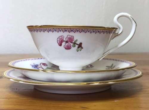 ROYAL WORCESTER=DATES to 1900=TEA TRIO=RARE=119 YEARS OLD!!=2411 PATTERN=FLORAL=FLOWERS=STUNNING!!=G