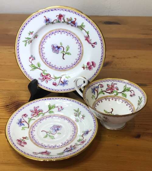 ROYAL WORCESTER=DATES to 1900=TEA TRIO=RARE=119 YEARS OLD!!=2411 PATTERN=FLORAL=FLOWERS=STUNNING!!=G