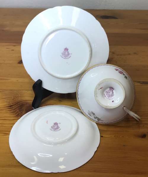 ROYAL WORCESTER=DATES to 1900=TEA TRIO=RARE=119 YEARS OLD!!=2411 PATTERN=FLORAL=FLOWERS=STUNNING!!=G