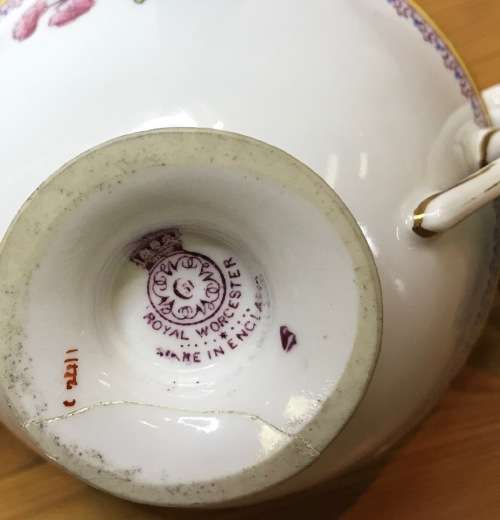 ROYAL WORCESTER=DATES to 1900=TEA TRIO=RARE=119 YEARS OLD!!=2411 PATTERN=FLORAL=FLOWERS=STUNNING!!=G