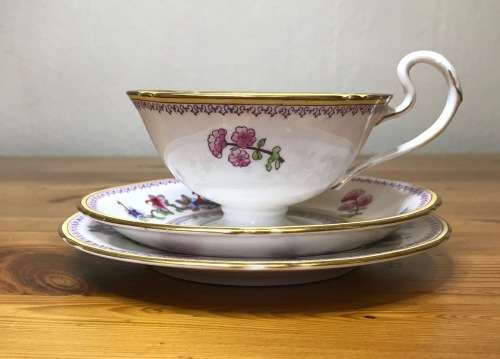 ROYAL WORCESTER=DATES to 1900=TEA TRIO=RARE=119 YEARS OLD!!=2411 PATTERN=FLORAL=FLOWERS=STUNNING!!=H
