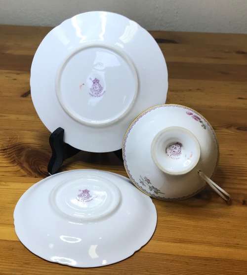 ROYAL WORCESTER=DATES to 1900=TEA TRIO=RARE=119 YEARS OLD!!=2411 PATTERN=FLORAL=FLOWERS=STUNNING!!=H