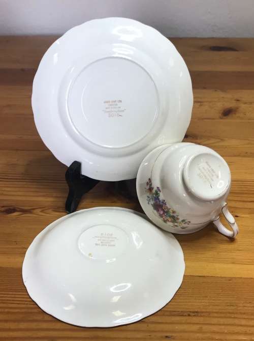JAMES KENT=TEA TRIO'S x 6="SANDRINGHAM" PATTERN 3018=LONGTON=STAFFORDSHIRE=1950's=England=Scarce!!!