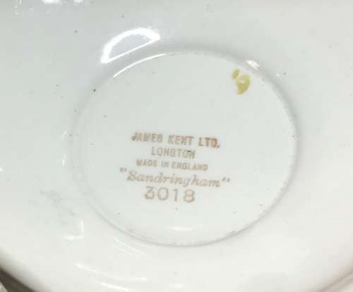 JAMES KENT=TEA TRIO'S x 6="SANDRINGHAM" PATTERN 3018=LONGTON=STAFFORDSHIRE=1950's=England=Scarce!!!