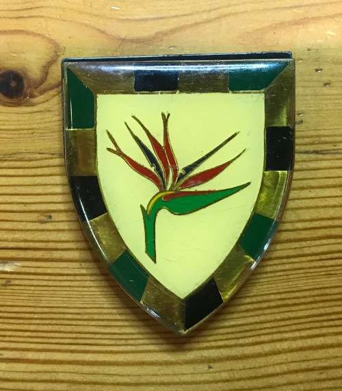 6 SAI ARM / SHOULDER FLASH=1980's=ENAMEL=SADF=ARMY=DEFENCE FORCE=INFANTRY=GRAHAMSTOWN=EASTERN CAPE=B