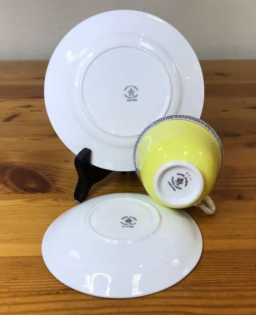 YELLOW ROYAL ALBERT 1927-1935 4510 T.C.W. 6 x TRIO`s CAKE PLATE THOMAS CLARKE WILD SCARCE COLOURFUL!
