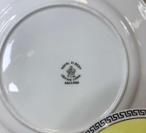 YELLOW ROYAL ALBERT 1927-1935 4510 T.C.W. 6 x TRIO`s CAKE PLATE THOMAS CLARKE WILD SCARCE COLOURFUL!