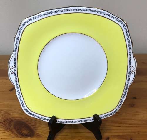 YELLOW ROYAL ALBERT 1927-1935 4510 T.C.W. 6 x TRIO`s CAKE PLATE THOMAS CLARKE WILD SCARCE COLOURFUL!