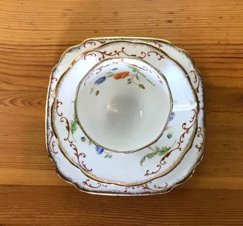 ROYAL ALBERT CROWN CHINA No 8557 1927-1935 HANDPAINTED BLUE and ORANGE FLOWERS EXCELLENT CONDITION!!