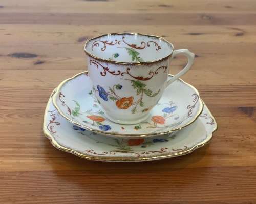 ROYAL ALBERT CROWN CHINA No 8557 1927-1935 HANDPAINTED BLUE and ORANGE FLOWERS EXCELLENT CONDITION!!