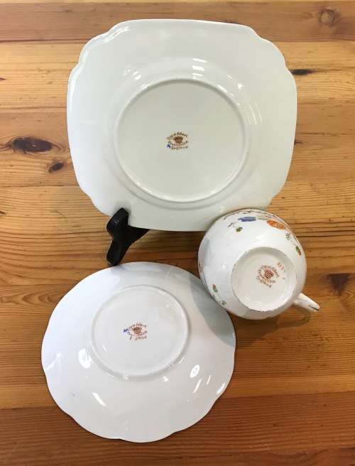 ROYAL ALBERT CROWN CHINA No 8557 1927-1935 HANDPAINTED BLUE and ORANGE FLOWERS EXCELLENT CONDITION!!