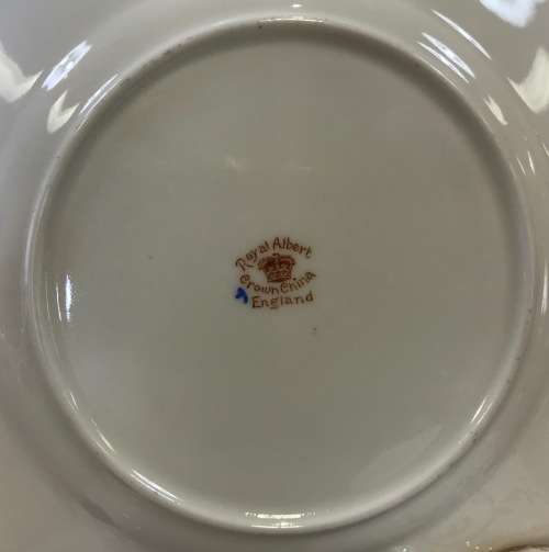 ROYAL ALBERT CROWN CHINA No 8557 1927-1935 HANDPAINTED BLUE and ORANGE FLOWERS EXCELLENT CONDITION!!