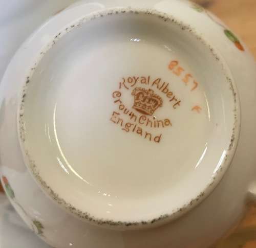 ROYAL ALBERT CROWN CHINA No 8557 1927-1935 HANDPAINTED BLUE and ORANGE FLOWERS EXCELLENT CONDITION!!