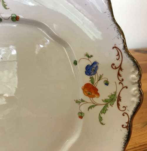 ROYAL ALBERT CROWN CHINA No 8557 1927-1935 HANDPAINTED BLUE and ORANGE FLOWERS EXCELLENT CONDITION!!