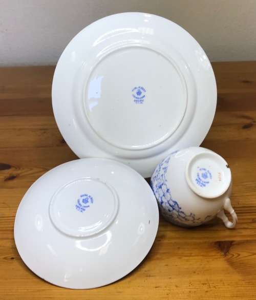 ROYAL ALBERT=BLUE and WHITE=FLORAL=FLOWERS=1927-35=5698=T.C.W.=1 TRIO=THOMAS CLARKE WILD=Read Notes.