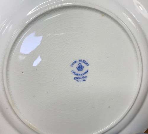 ROYAL ALBERT=BLUE and WHITE=FLORAL=FLOWERS=1927-35=5698=T.C.W.=1 TRIO=THOMAS CLARKE WILD=Read Notes.