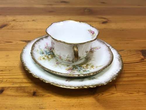 DAVID CHAPMAN and SONS LONGTON ENGLAND TEA SET 6 x TRIO`s CAKE PLATE MILK SUGAR FOXGLOVE FLOWERS!!!!