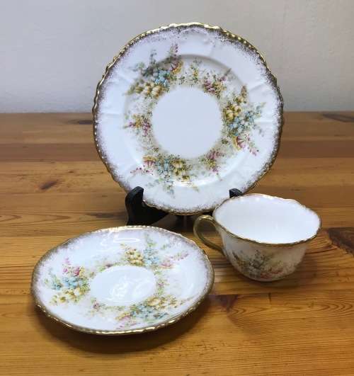 DAVID CHAPMAN and SONS LONGTON ENGLAND TEA SET 6 x TRIO`s CAKE PLATE MILK SUGAR FOXGLOVE FLOWERS!!!!