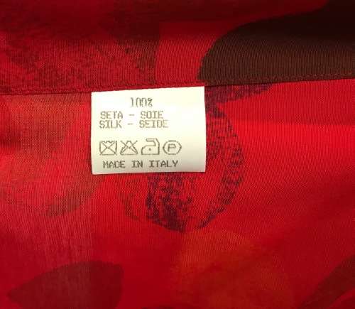 SILK SHIRT 100% PURE IMPORTED ITALIAN DESIGN LONG SLEEVE COLLARED UNBELIEVABLE BLEND of RED COLOURS!