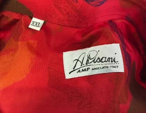 SILK SHIRT 100% PURE IMPORTED ITALIAN DESIGN LONG SLEEVE COLLARED UNBELIEVABLE BLEND of RED COLOURS!