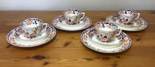 HARVEY ADAMS and Co. IMARI PATTERN LONGTON ENGLAND TEA? COFFEE? 4 x TRIO`s RARE ABSOLUTELY STUNNING!