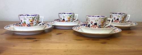 HARVEY ADAMS and Co. IMARI PATTERN LONGTON ENGLAND TEA? COFFEE? 4 x TRIO`s RARE ABSOLUTELY STUNNING!