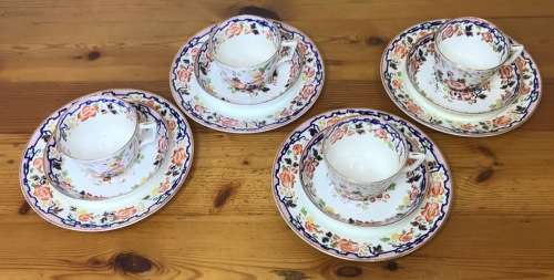 HARVEY ADAMS and Co. IMARI PATTERN LONGTON ENGLAND TEA? COFFEE? 4 x TRIO`s RARE ABSOLUTELY STUNNING!