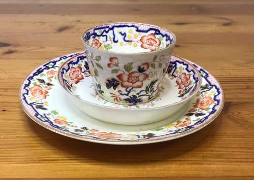 HARVEY ADAMS and Co. IMARI PATTERN LONGTON ENGLAND TEA? COFFEE? 4 x TRIO`s RARE ABSOLUTELY STUNNING!