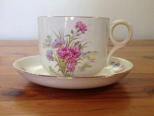 Royal Winton Grimwades GIANT CUP and SAUCER ENGLAND 1938 Floral FLOWERS!! COFFEE!! TEA!!
