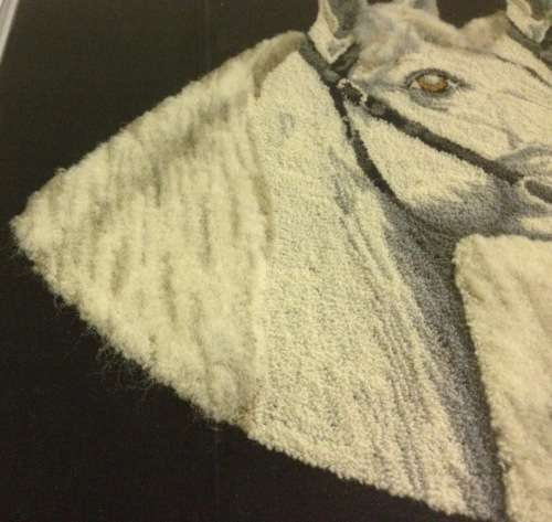 HORSES=TAPESTRY=ARTWORK=THICK PILE=PAIR OF HORSES=BLACK and WHITE=UNUSUAL=STUNNING=DIFFERENT!!!!!!!!