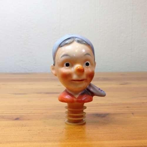 BOTTLE POURER GOEBEL GERMANY SCHNAPPS PORCELAIN GRANDMA with SCARF awesome bar item!!!!!