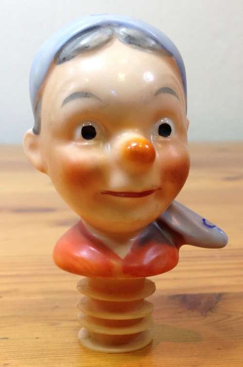 BOTTLE POURER GOEBEL GERMANY SCHNAPPS PORCELAIN GRANDMA with SCARF awesome bar item!!!!!