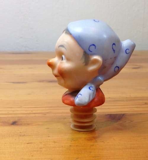 BOTTLE POURER GOEBEL GERMANY SCHNAPPS PORCELAIN GRANDMA with SCARF awesome bar item!!!!!