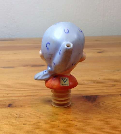BOTTLE POURER GOEBEL GERMANY SCHNAPPS PORCELAIN GRANDMA with SCARF awesome bar item!!!!!